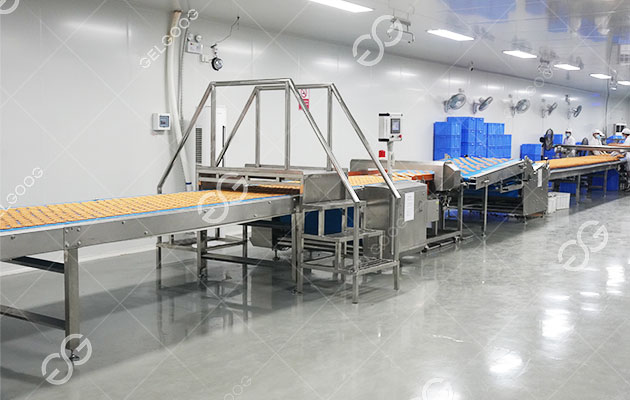 Máquina para enfriar y organizar galletas