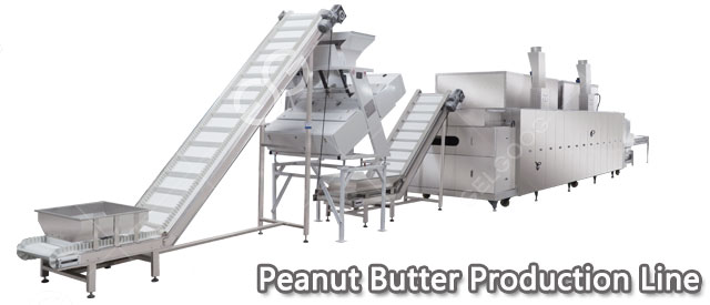 This peanut butter production line can process high-quality crunchy peanut butter and smoot peanut butter.
