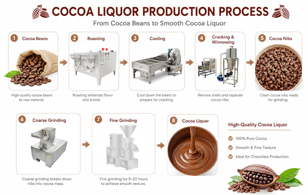 Working Process of Cocoa Bean Grinder